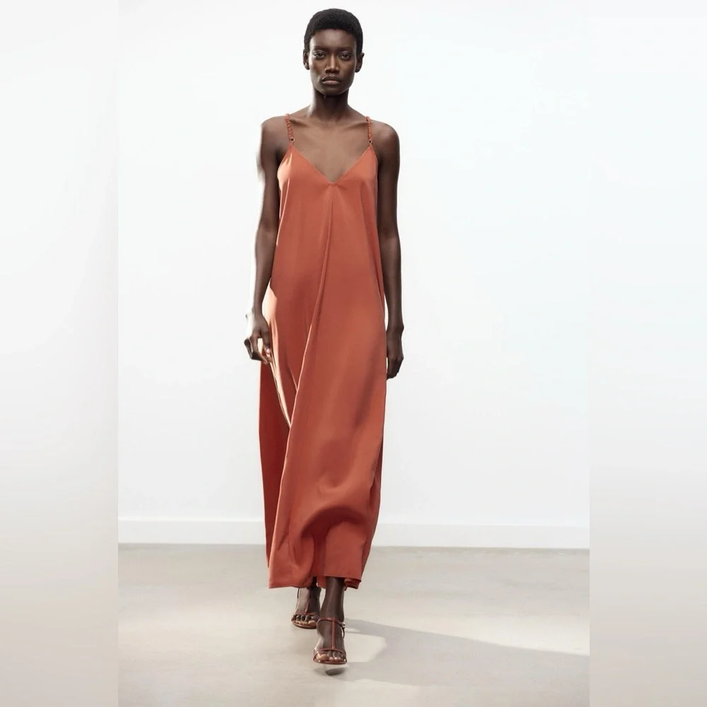 Slip Maxi Dress in Terracotta — Women - Picture 4 of 13